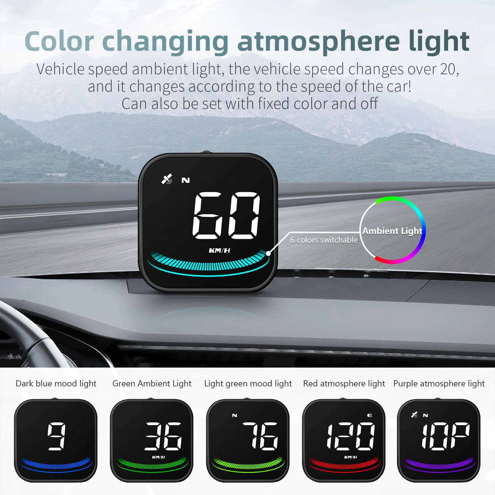 HUD GPS   ÷ G4 ڵ ӵ ħ MPH KM/H 6  Ʈ ǵ ˶ Ƿ   ׼