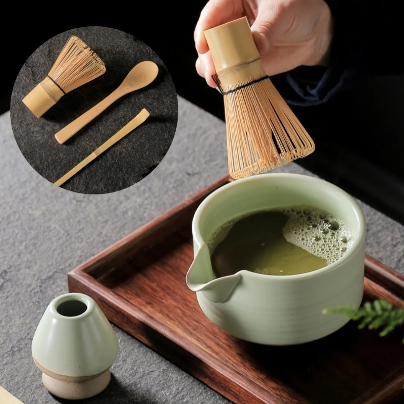 3PCS Tea Set Brush Matcha Whisk Tea Spoon Set Simply Chinese Style High Quality Bamboo Japanese Teaware Set Tea-making Tools 1