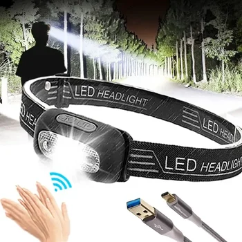 미니 LED 센서 헤드램프, 바디 모션 센서 손전등, USB 충전식 조명, 방수 야외 캠핑 낚시 토치, 3 가지 모드