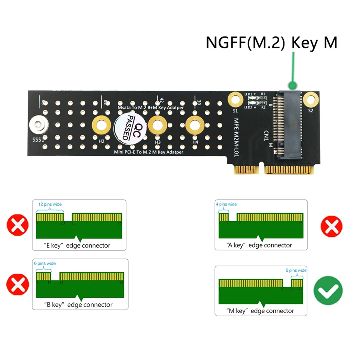 M.2 (NGFF) NVME SSD-미니 PCIe 컨버터 카드, 미니 PCI-E-M.2 M-키 어댑터, Msata-M.2 B + M 키 어댑터