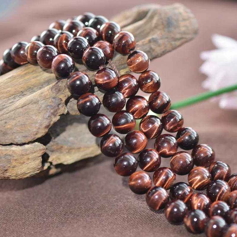 

Joanlyn Grade AAA Natural Red Tiger's Eye Beads NOT Dyed 6mm-18mm Smooth Polished Round 15 Inch Strand TE05