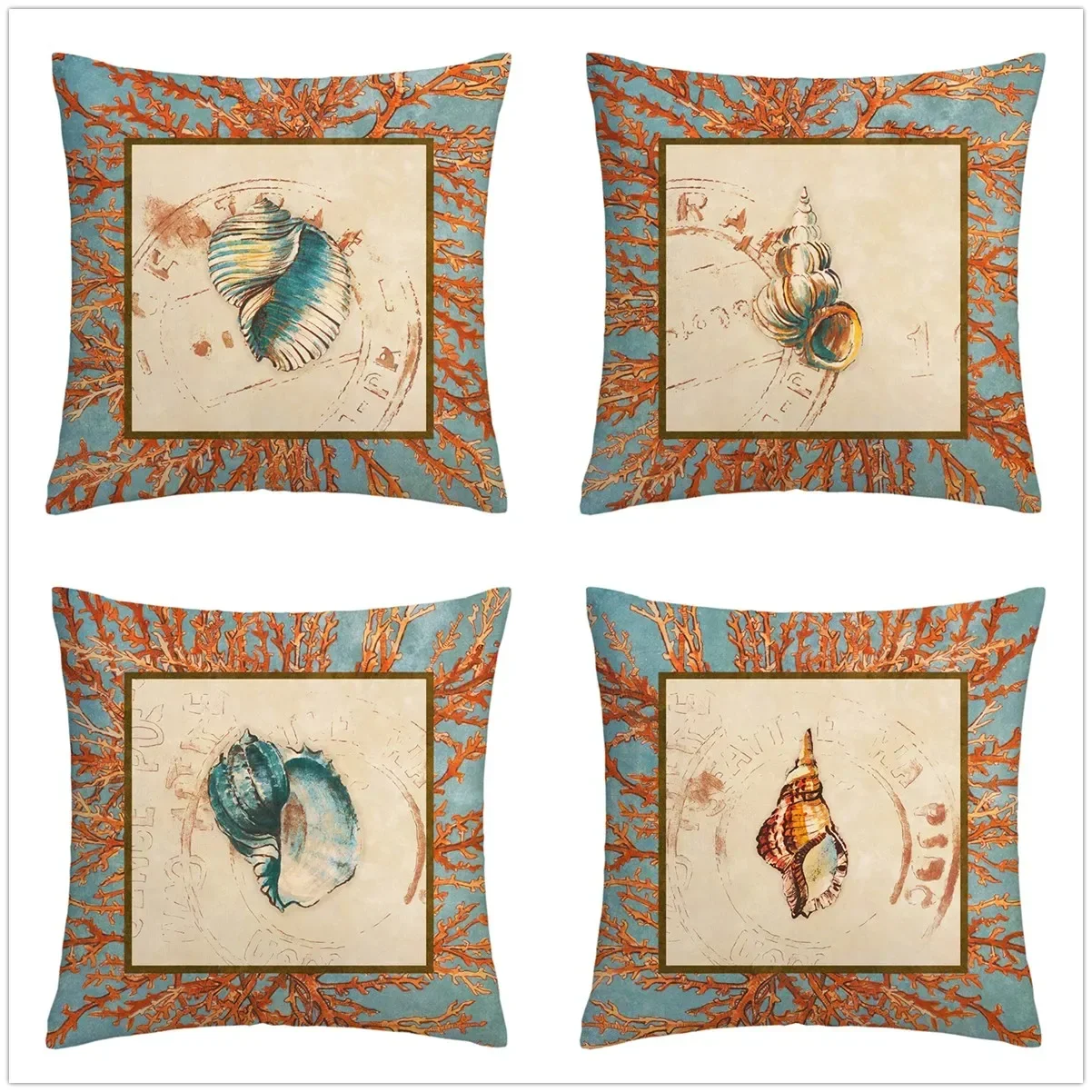 

Европейская плюшевая наволочка с принтом раковины, наволочка для дивана для улучшения дома, искусственная подушка