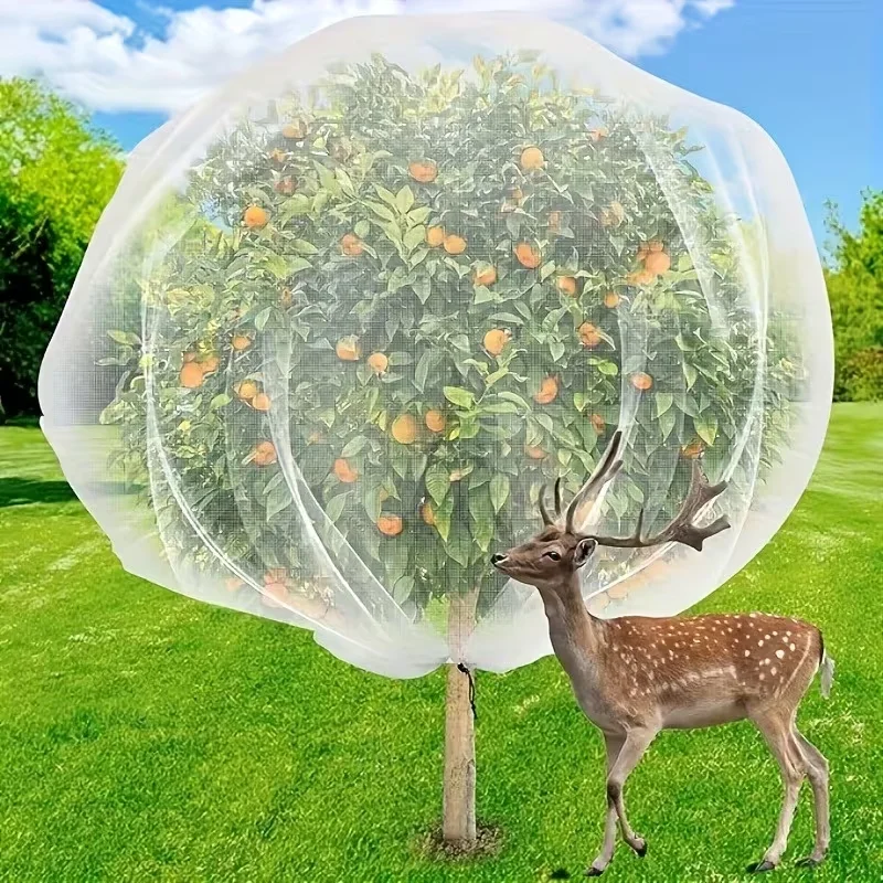 Extra dickes Gartennetz für Obst, Zitrusfrüchte und Blumen mit Kordelzug und Reißverschluss, Insekten- und Vogelschutz aus PE-Material