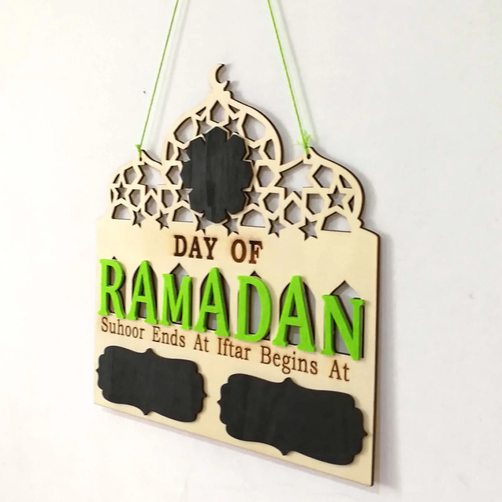 

Wooden Crafts Hanging Ornament Tags For EID Mubarak Countdown Message Notes Blackboard Home Decoration Hang Tags Muslim Supplies