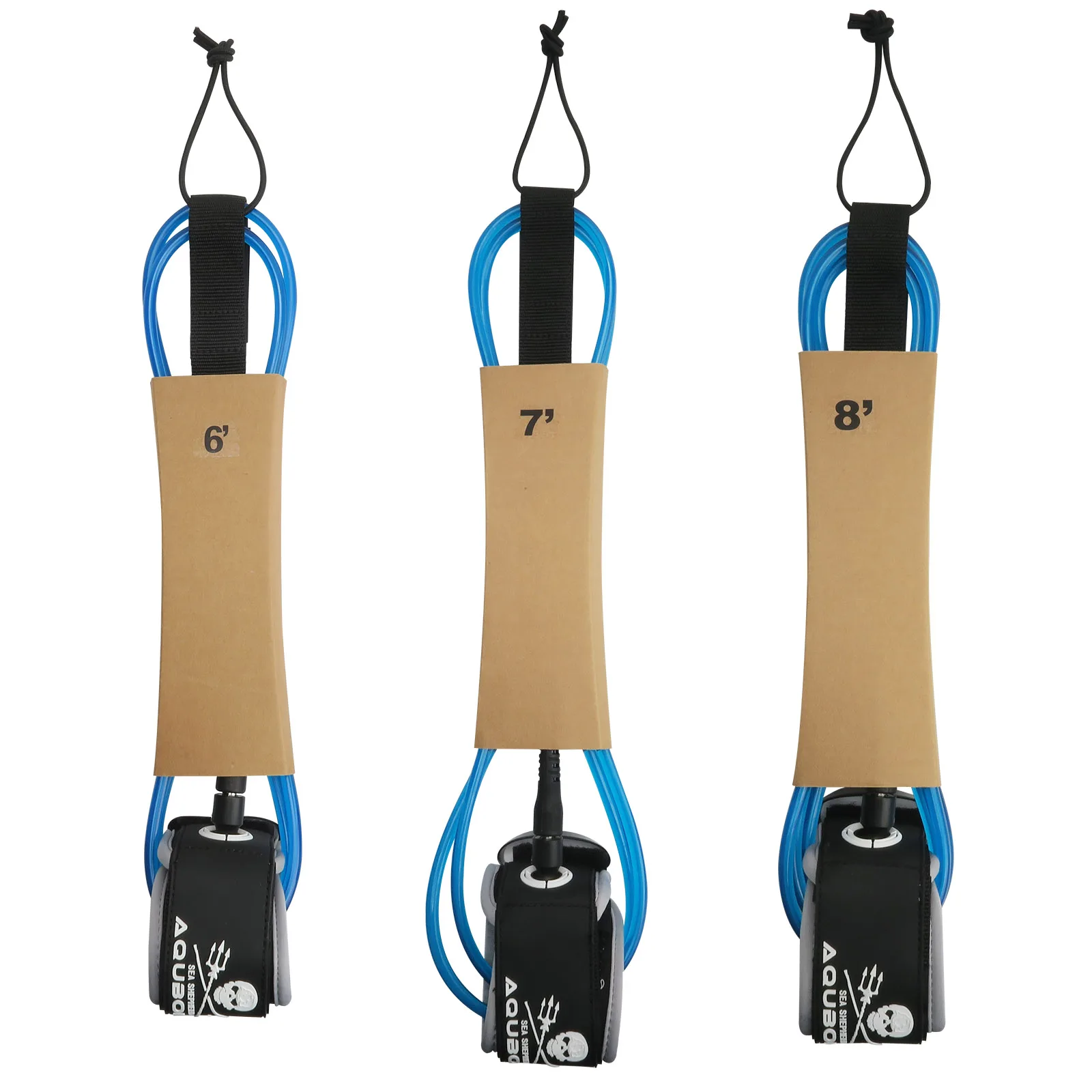 AQUBONA Premium Surfboard Leash, 6/7/8/ft, Straight Surf Board Leashes, 7mm Legrope Strap for Shortboard, Longboard