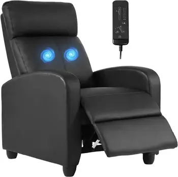 Black Leather Massage Recliner Sofa 1
