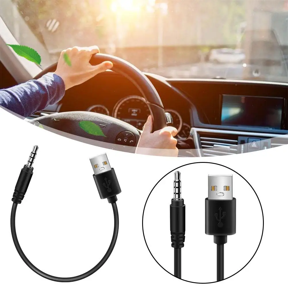 

3.5mm Plug AUX Audio Jack To USB 2.0 Male Charger Cable Adapter Cord For Car MP3 USB Conversion Cable F3D2