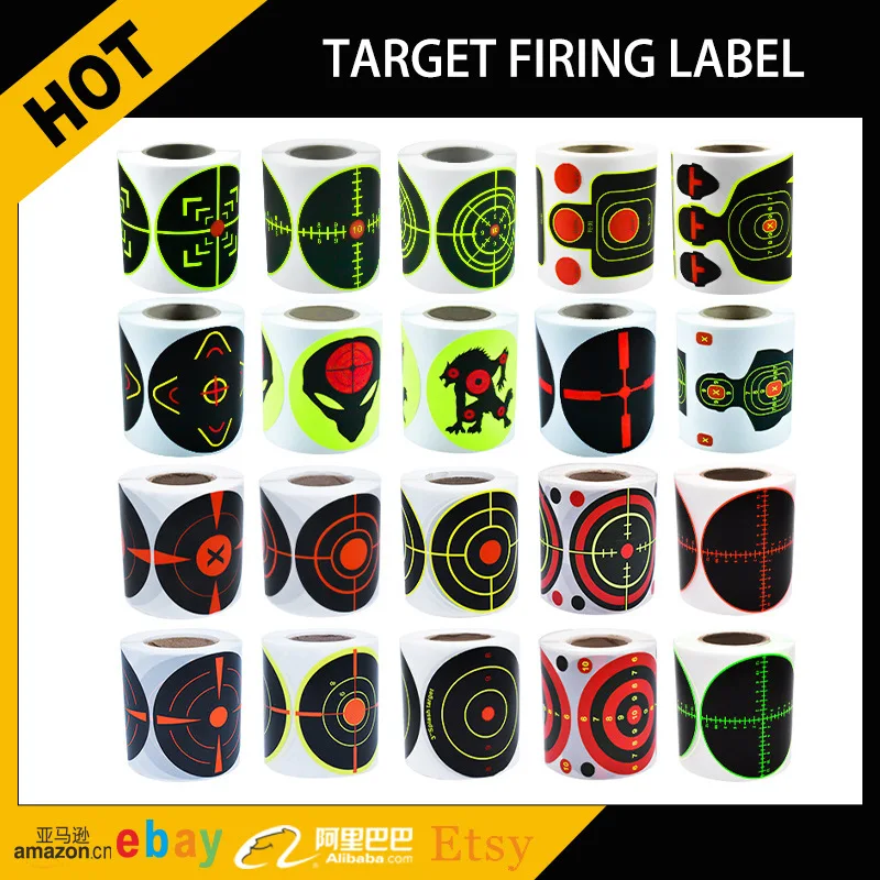 

New 200pcs Label Paper Shooting Target Sticker Labels Fluorescent Colour Splash Target Paper Shooting Target Paper Hunting