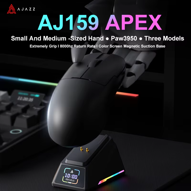  NEW AJAZZ AJ159/AJ159P/AJ159PRO/AJ159 APEX Lightweight Wired/Bluetooth/Wireless Mouse with Magnetic Charging Base for PC Laptop 