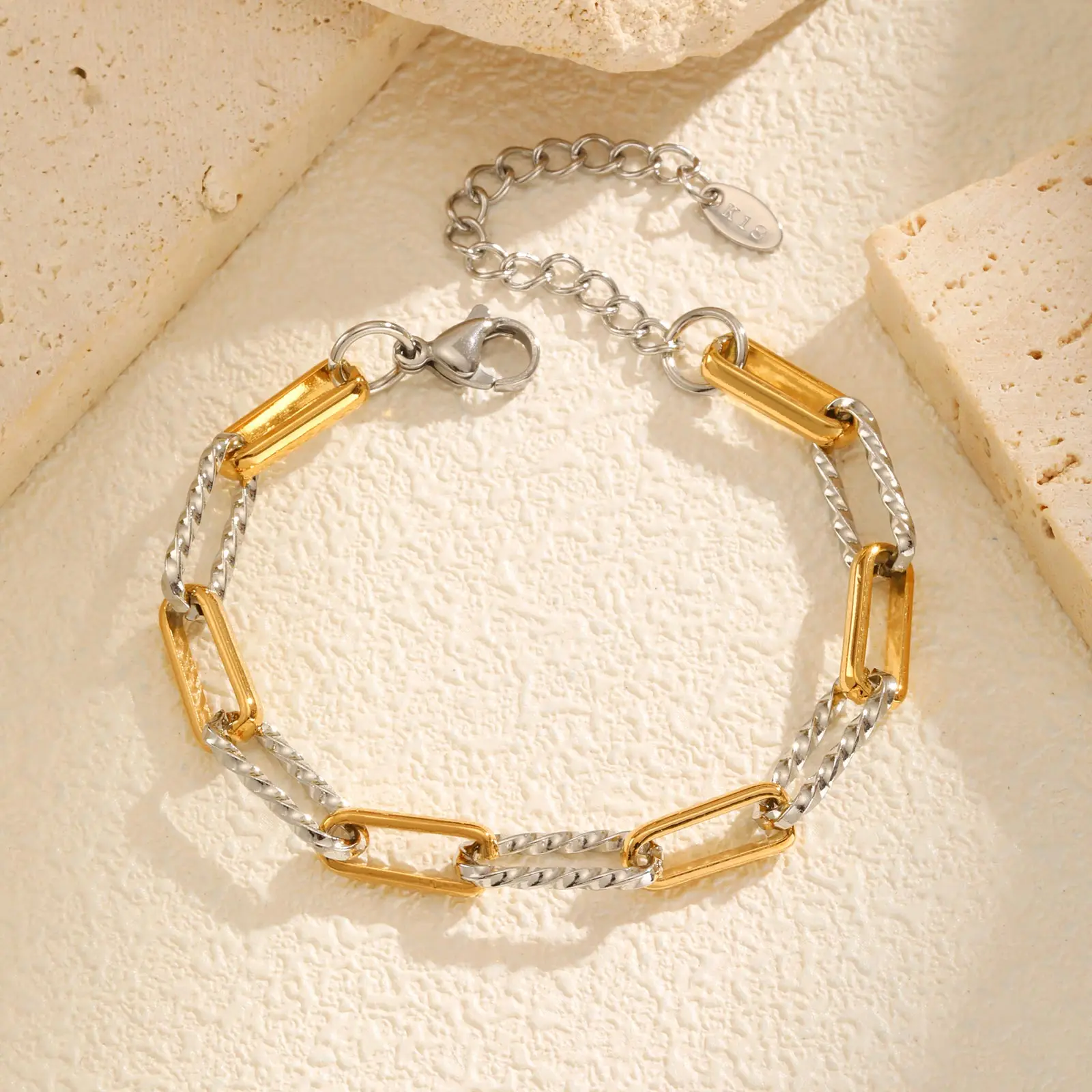 Minimalistisches Kettenarmband, stapelbar, Gold, Silber, gemischte Farben, Edelstahl, Schmuck, Büroklammer, zierliches Armband für Frauen, Mutter, Geschenk