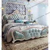 D80 Simple Headboard Double Bed Wood European King Size Living Room Double Bed Princess Modern Cama Matrimonial Bedroom Furnitur 4