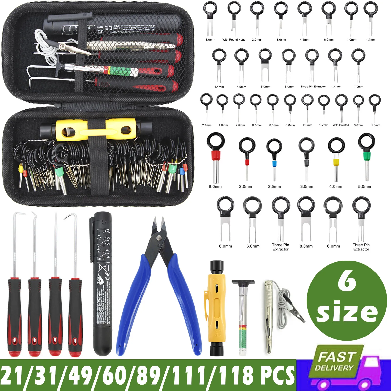 Auto Terminal Entfernung Elektrische Verdrahtung Kabelbaum Crimp Stecker  Pin Extractor Kit Reparatur Hand Werkzeuge Mit 4 stücke Pick Haken set -  AliExpress