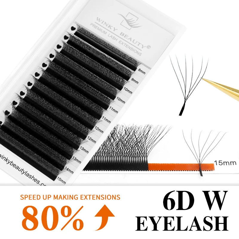

Winky beauty 6D W Fake eyelashes Naturally curl Eyelash extension Premade volume fans lashes False eyelashes 6D W cilia