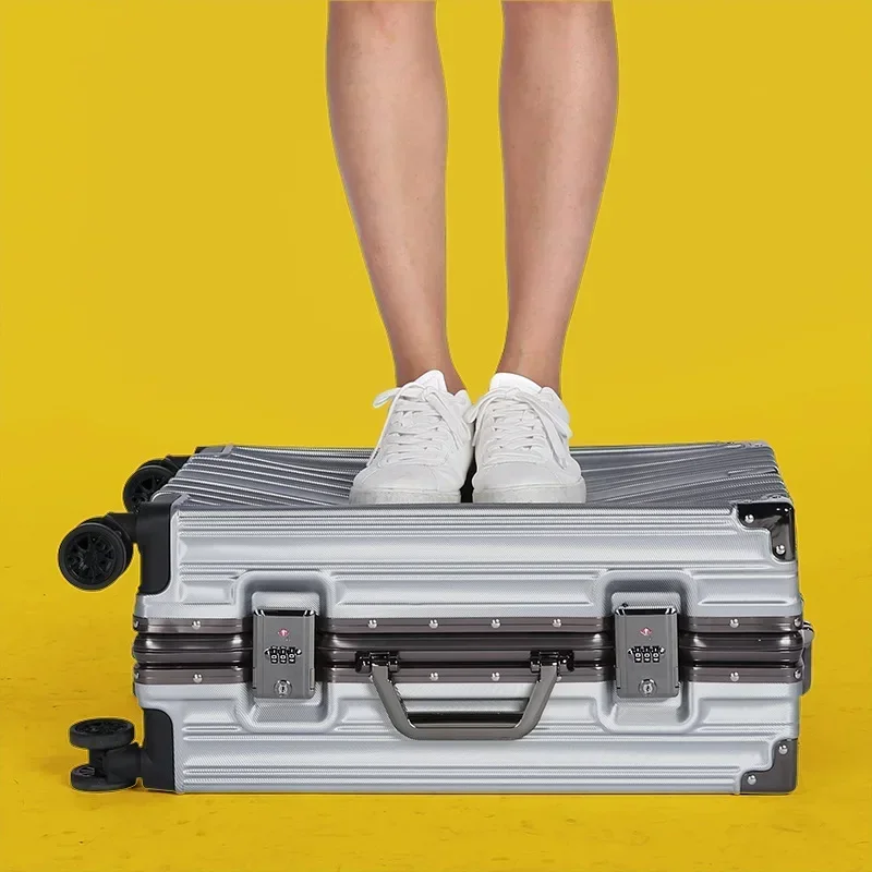 Trolley Luggage 20 24 26 28 inch Aluminum Frame Rolling Luggage Case Travel Suitcase on Wheels Combination Lock Carry on travel bag pull bar suitcase