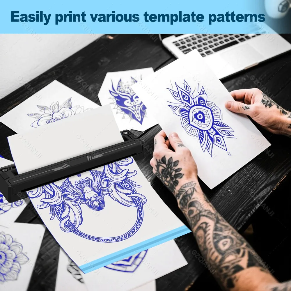 Portable Tattoo Printer Thermal Tattoo Stencil Maker A4 Bluetooth Line Photo Drawing Printing Copier HD Tattoo Transfer Paper