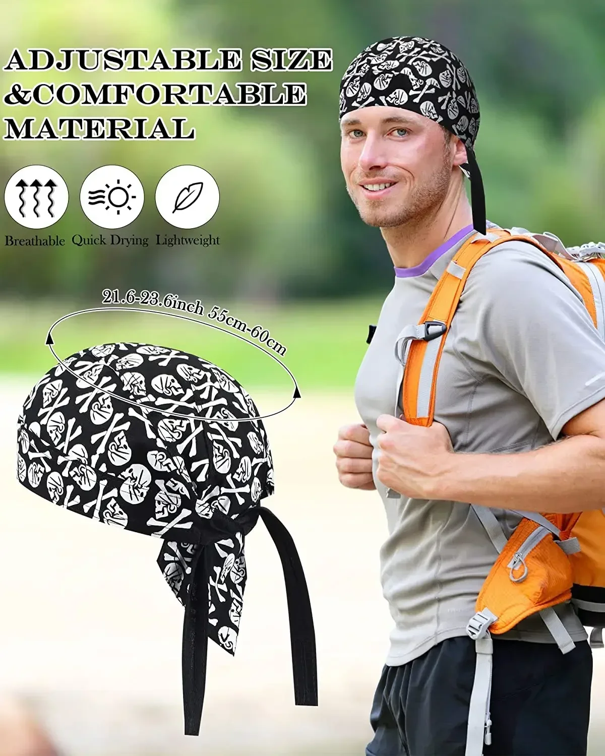 1Pcs Cycling Skull Pirate Cap Hat Bandana Head Wrap Breathable Helmet Liner Anti Sweat UV Sport Headband Scarf for Men and Women 2