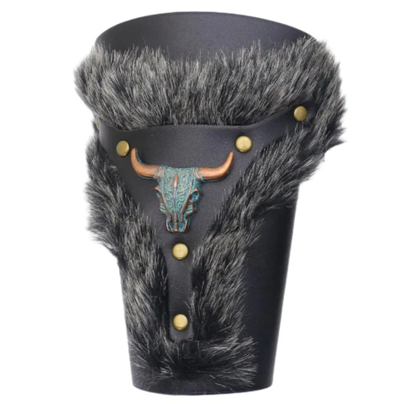 Brown Bracer Medieval Furred Wristbands Cosplay Medieval