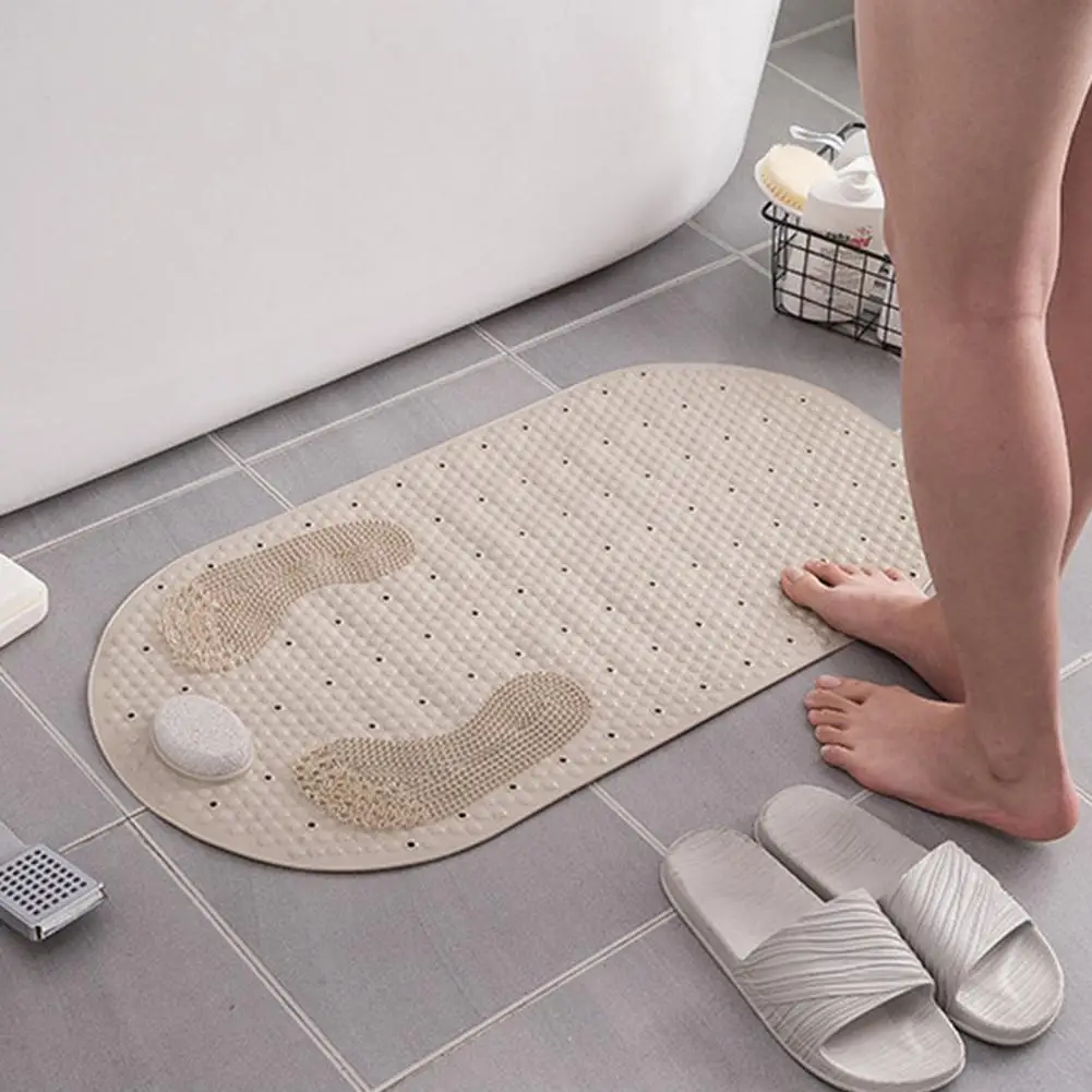 Shower Foot Scrubber Mat With Natural Pumice Stone, Anti Slip Bathtub Mat  Massager With Suction Cups Drain Holes