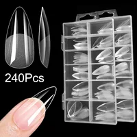 120/240Pcs Fake Nails Full Cover Press on Nails Almond Ballet Soft Gel Matte Acrylic Fake Nail Tips for Extension System