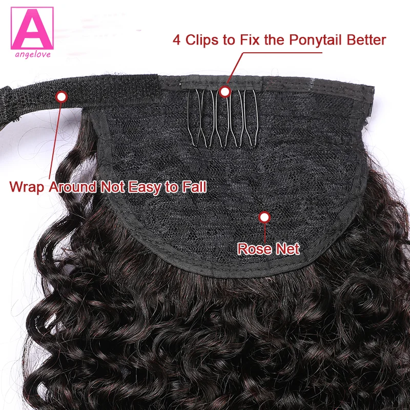Ponytail Human Hair Wrap Around Long Deep Wave Remy Hair Extensions Malaysia Extensions Clip Ins Natural Color Hairpiece