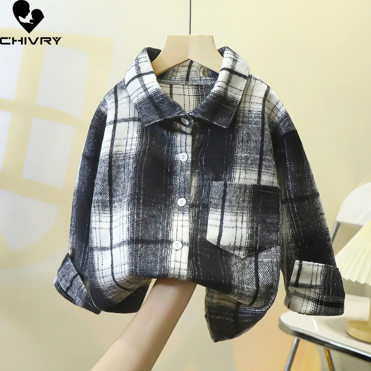 Kids Shirts Classic Plaid Striped Long Sleeve for Spring Autumn