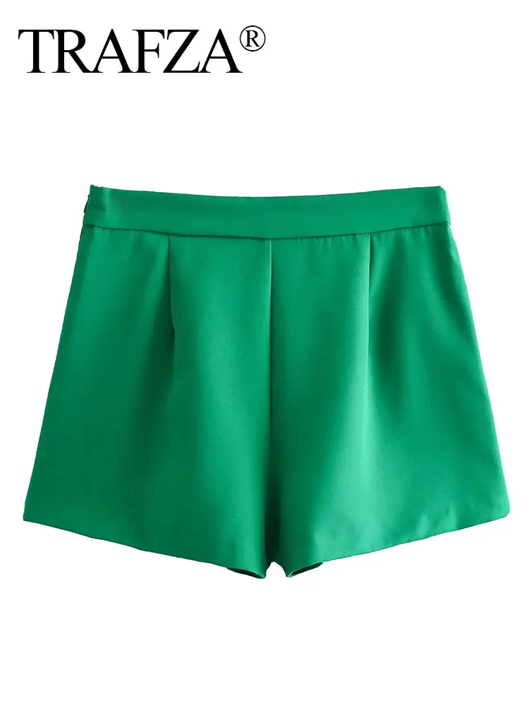 HH Women Mini Skirt Shorts Side Zipper Asymmetrical High Waist Slim Short Skirts Summer Woman Elegant Solid Chic Shorts