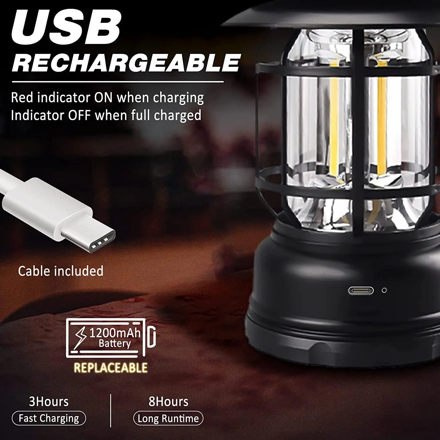 Rechargeable Usb Led Camping Lantern Stepless Adjustment - Temu