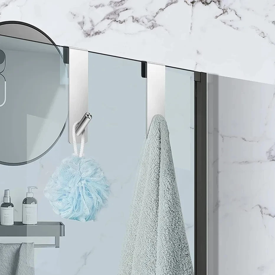 Bathroom Shower Door Back Stainless Steel S-Shape Hook for Towel and Bathrobe