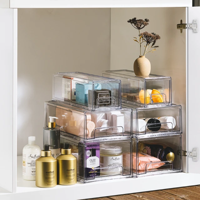 4 Grids Clear Pantry Organization Food Storage Bins with Removable Dividers  Kitchen Refrigerator Organizer Cabinet Drawer Box - AliExpress