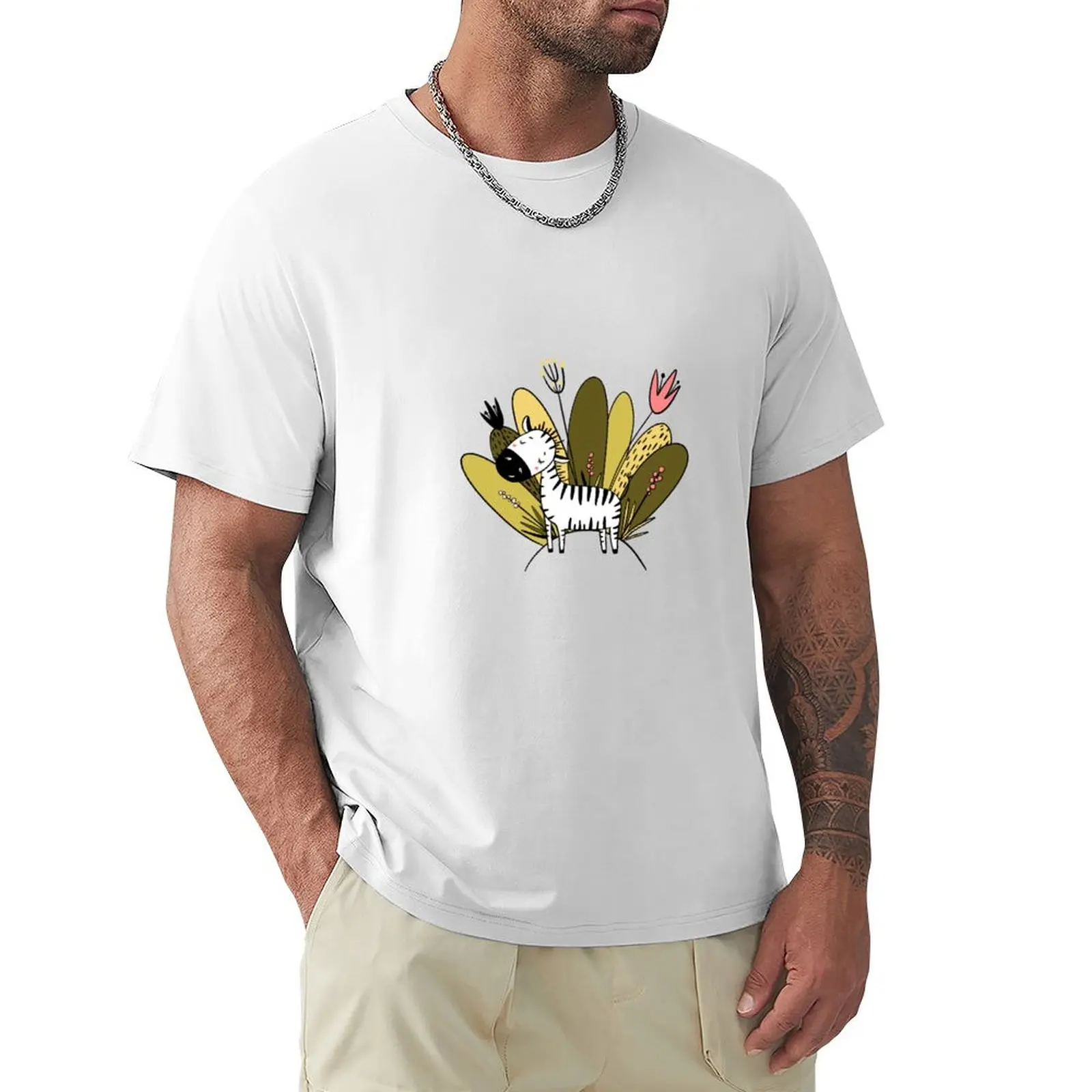 

Cartoon zebra in flowers T-shirt quick drying sports fans customizeds big and tall t shirts for men