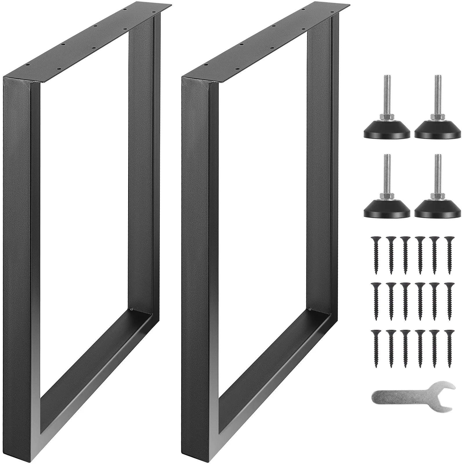 SucceBuy 2pcs 28 in Table Legs Adjustable Furniture Legs Square Reinforced Steel Office Table leg Max Load 1000 lbs For Home DIY