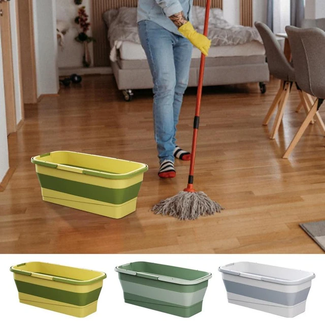 Folding Mop Bucket Collapsible Silicone Mop Bucket For Car Wash Rectangular  Handy Cleaning Mop Basket For Kitchen Bathroom - AliExpress
