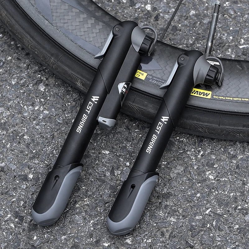 WEST BIKING Portable Bike Pump 100PSI High Pressure Handle Pump Schrader Presta Valve Universal MTB Road Bicycle Tire Inflator
