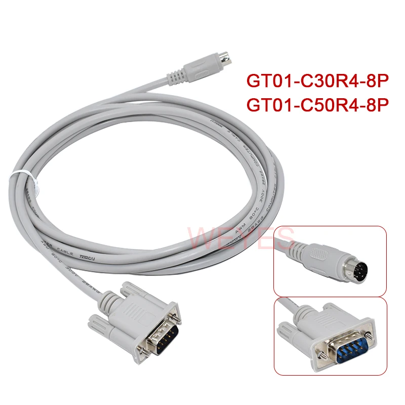 

GT01 GT01-C30R4-8P GT01-C50R4-8P Program Cable PLC for GT11 GT15 GS2110 HMI To FX Series FX1S FX1n FX2n PLC C50R4 C100R4
