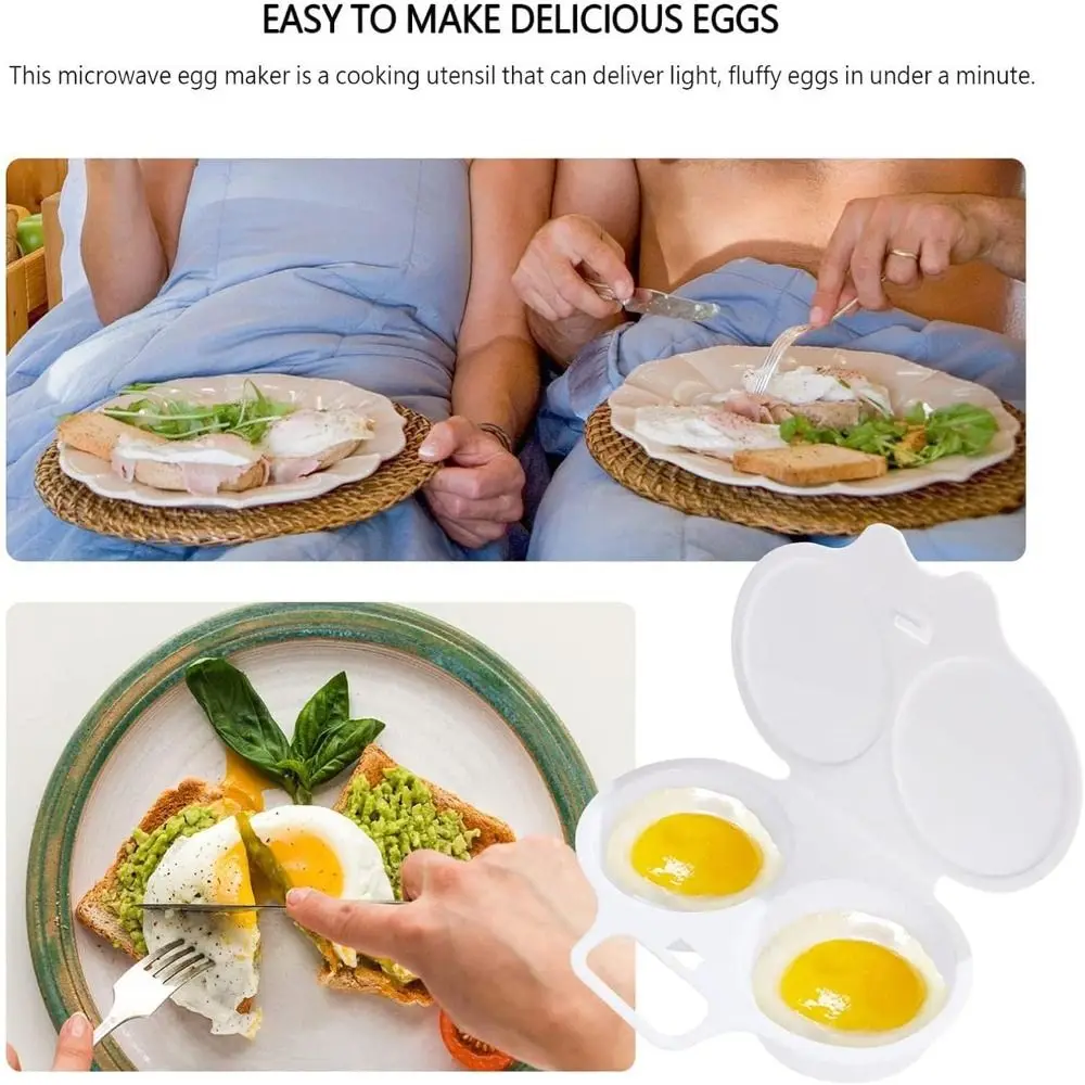 Egg Poacher, Silicone Egg Poacher 2 Cavity Nonstick Poached Egg Maker Microwave Cooker