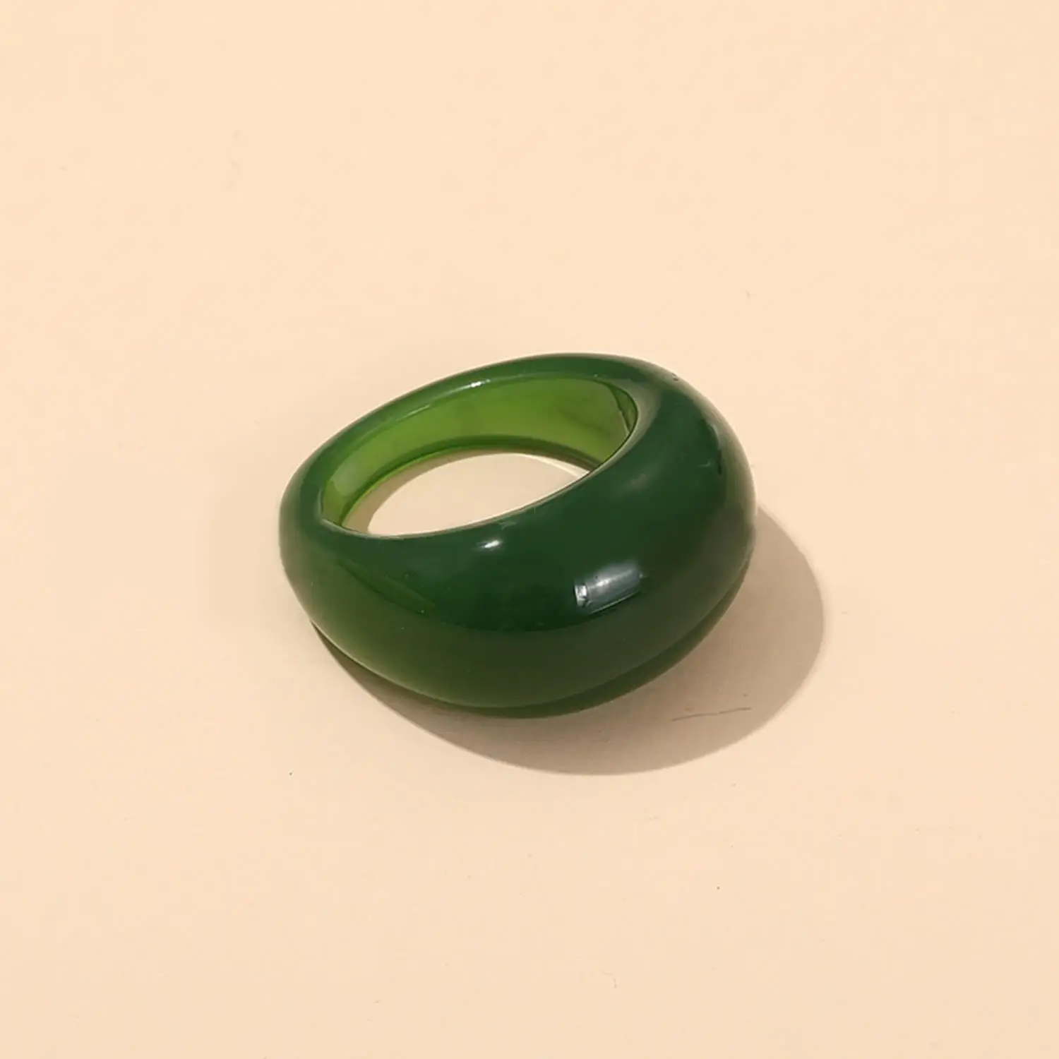Korean Colorful Acrylic Vintage Round Rings - Bold Fashion Jewelry