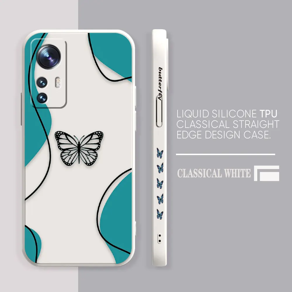 thumbnail image 1 of Case For Xiaomi 13 12 12S 11 11T 10 10S 9 9SE 8 8SE Pro Ultra Lite Colour Simple Liquid Silicone Case Beautiful Butterfly, 1 of 5