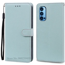 Luxurious Leather Wallet Flip Case - Premium Protection for Reno4 5G (Light Blue)