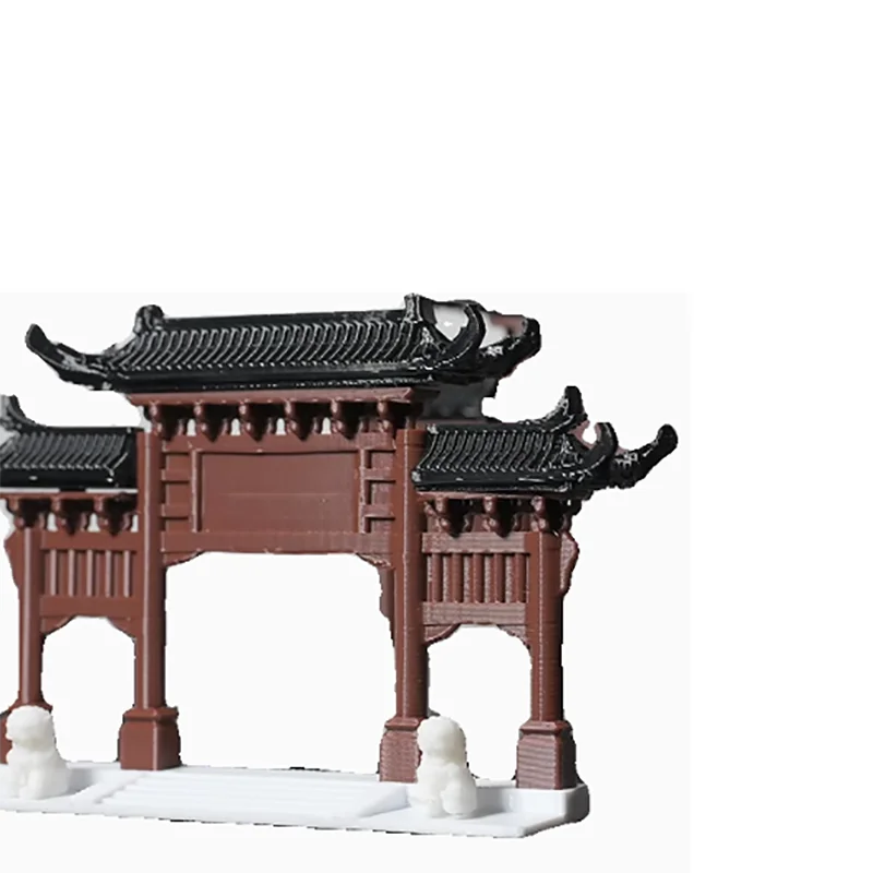Chinese Archway Landscape Model - Ancient Style Miniature Pavilion, Rockery, Pond for Aquarium, Bonsai, Zen Garden Decor