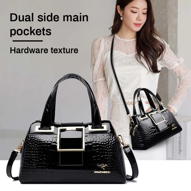 Women's Bag Crocodile Pattern Single Shoulder Crossbody Female Bags Casual Simple Middle-Aged Women Leather  Handbag New