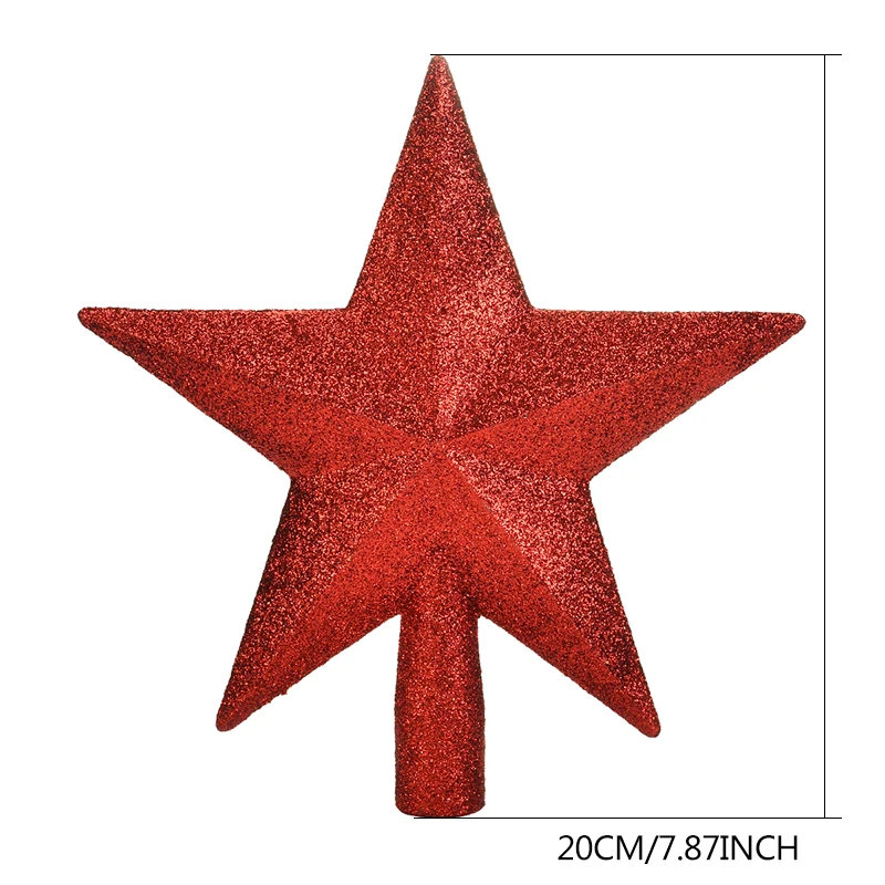 1PC Christmas tree top decoration pendant Three-dimensional star Gold powder five-pointed star