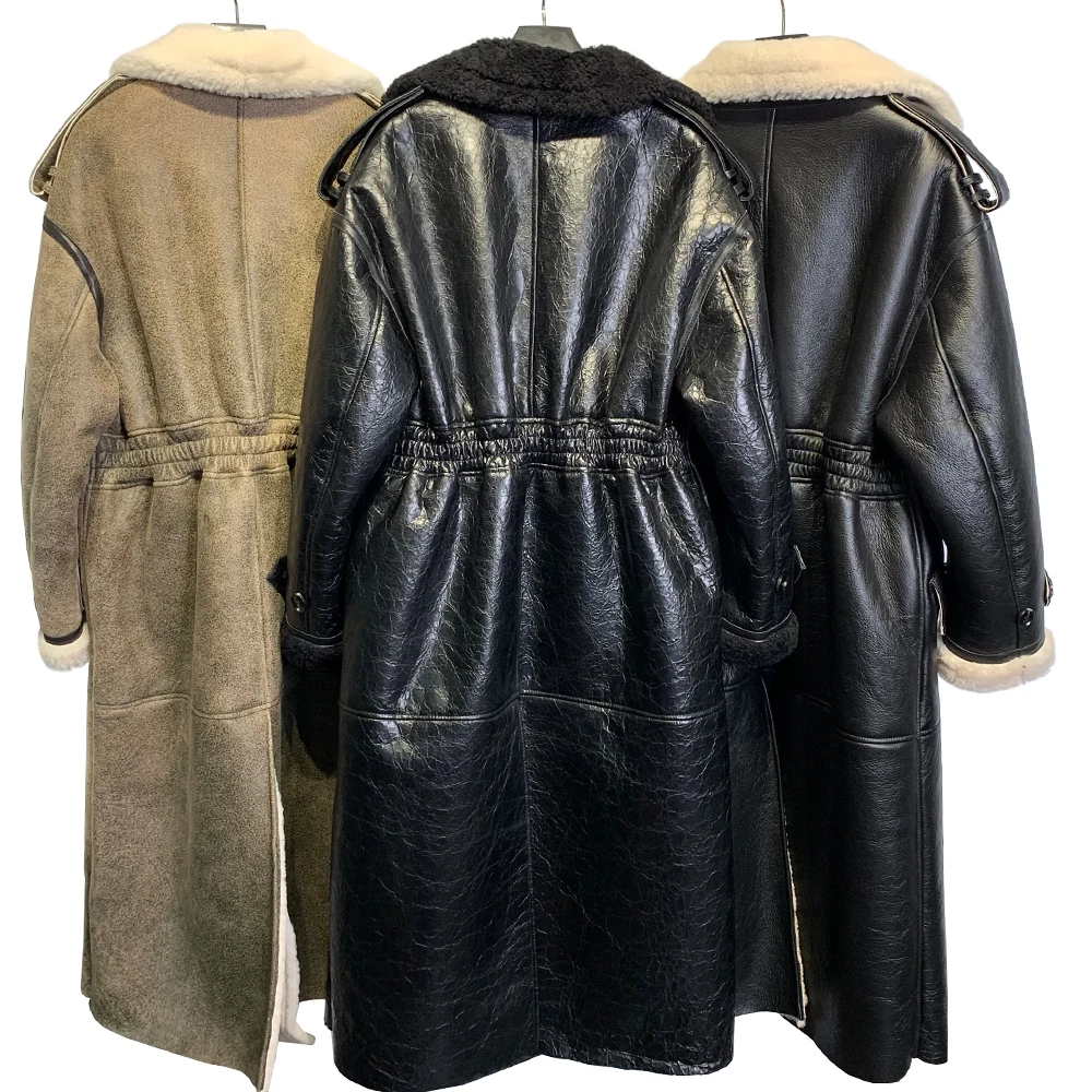 Shearling 코트 긴 여자 양고기 모피 Shearling 긴 몽골 모피 코트 진짜 양 모피