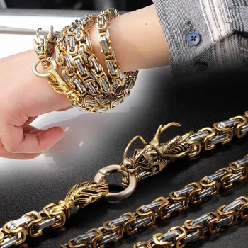 101cm Gold Color Stainless Steel Self Defense Protection Dragon Hand Bracelet Byzantine Chain Necklace Tactical Metallic Whip