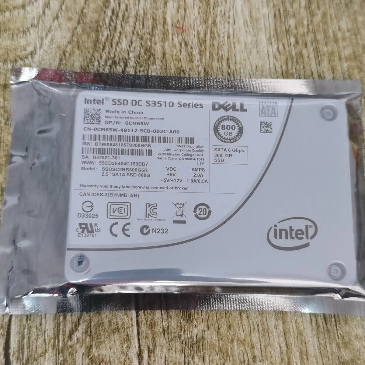 SSD Hard Disk for DELL/INTEL 800GB 6Gb/s SATA SSD Intel DC S3510 Series SSDSC2BB800G6R DP/N 0CM65W