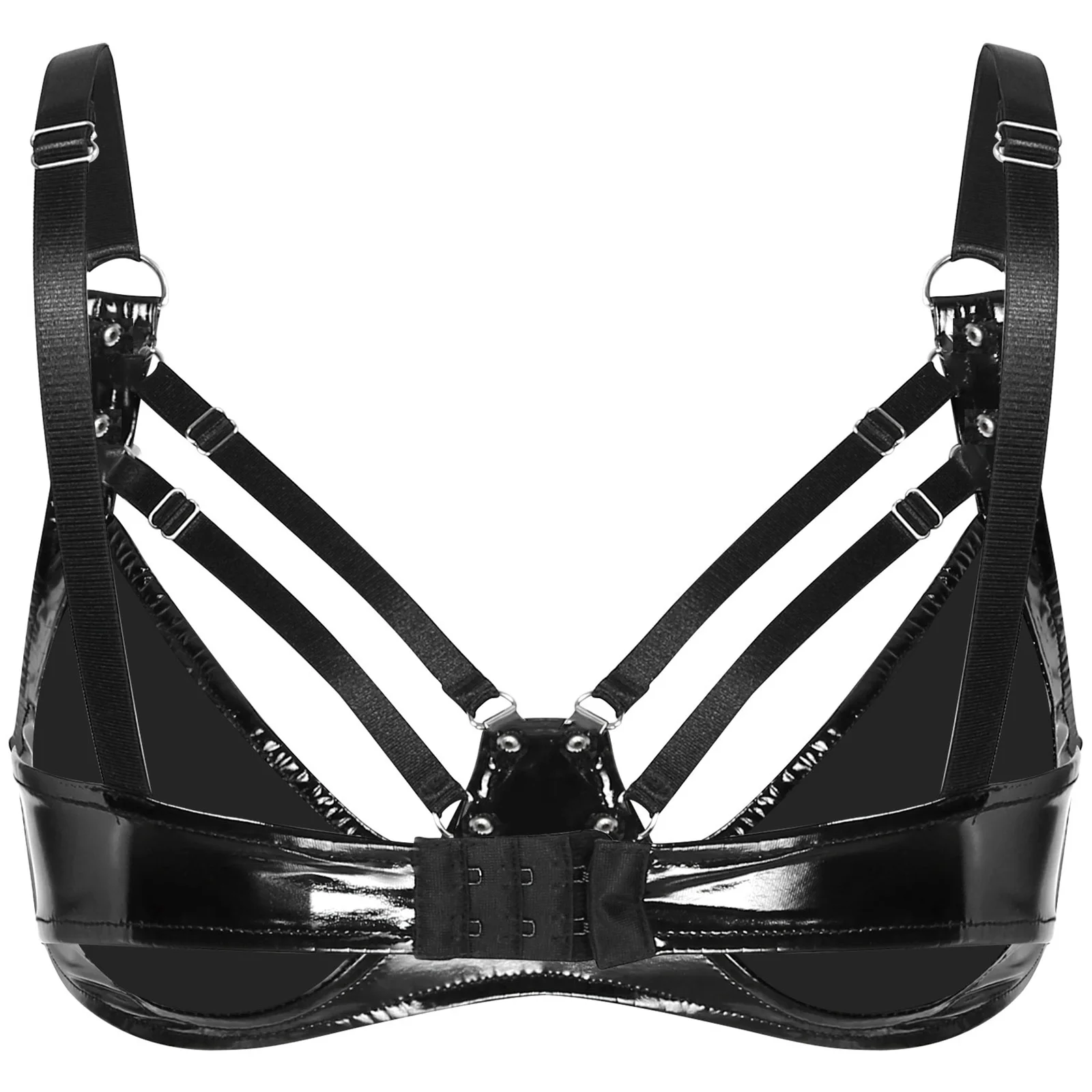 Women's Wet Look Patent Leather Wire-Free No Padded Bra Tops Unlined  Bralette Cutout Strappy Balconette Bustier Corset Clubwear - AliExpress