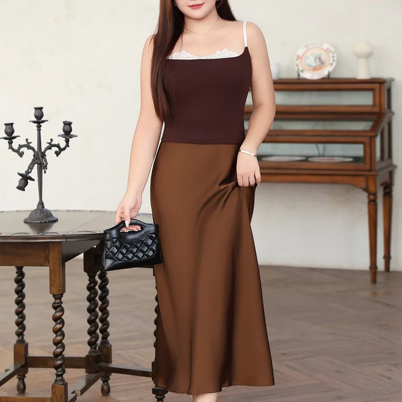 Plus Size Women's Camis Premium Sweet And Spicy Lace Spaghetti Strap Slim-Fit Inside Tops Autumn 2025