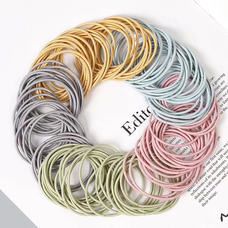100PCS/Set Women 3.5CM Basic Nylon Elastic Hair Bands