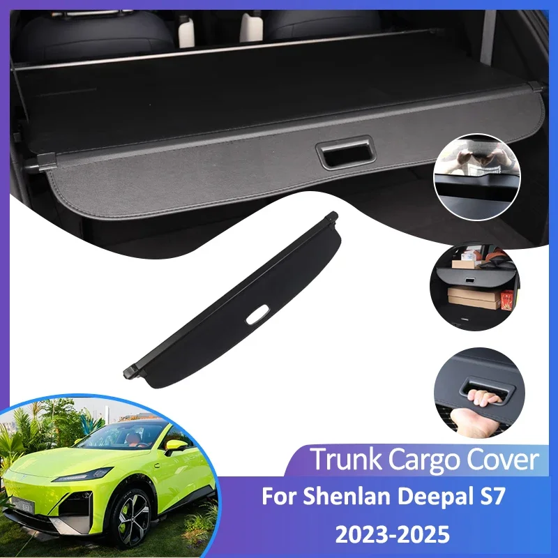 For Shenlan Deepal S7 Rear Trunk Cargo Cover Retractable Luggage Curtain Car Accessories Waterproof Shield Shade
