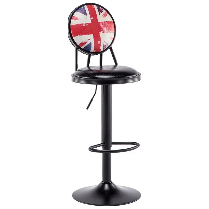 

High Stool American Retro Bar Chair Front Desk Spinning Flex Chair Bar Dining Stool Back Bar Chair Reception Cashier Home