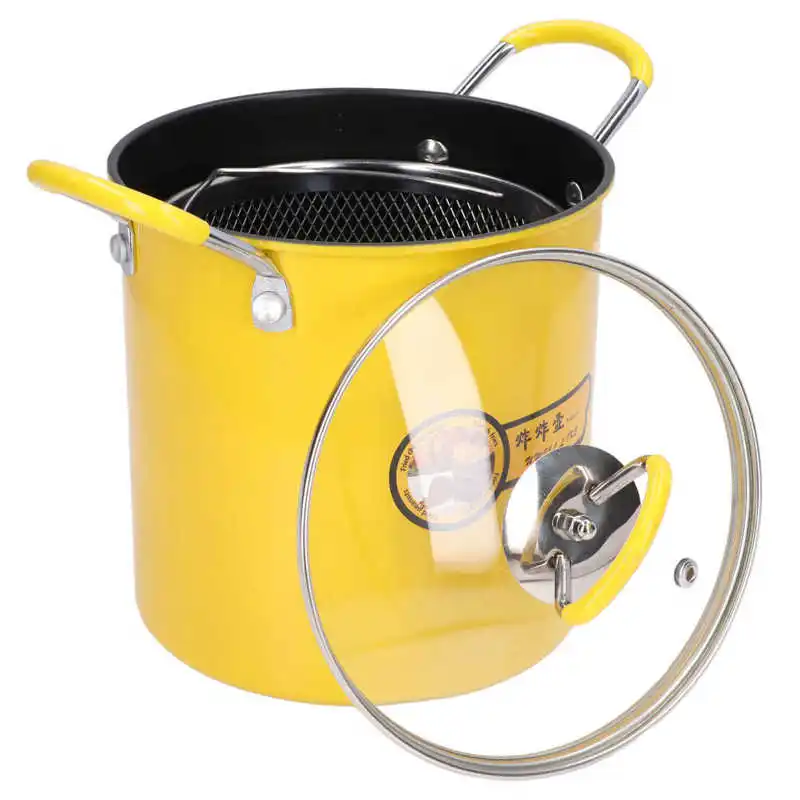 3L Mini Deep Fryer Pot Stainless Steel Japanese Frying Pot with Oil Filter Rack Lid for Home Kitchen Cooking Appliances Cookware 3